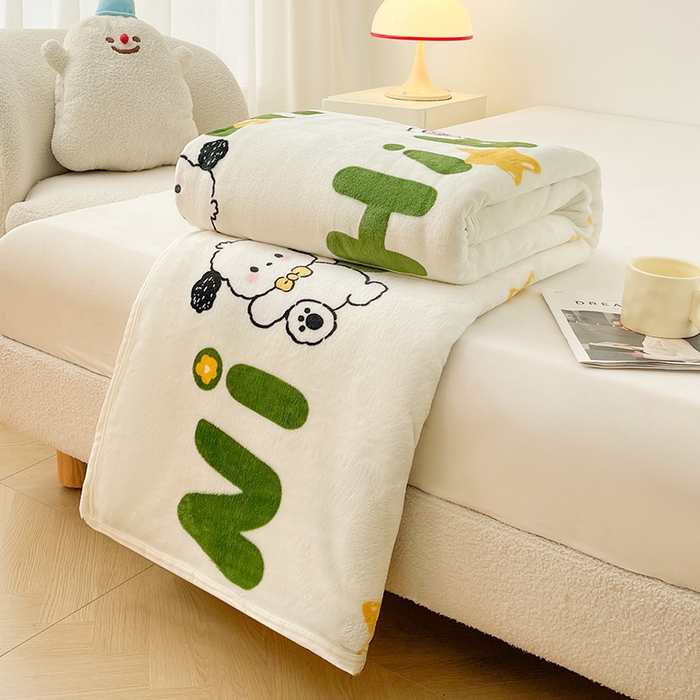 91家纺网 家纺一手货源 找家纺 千荨 2024新款多功能牛奶绒毛毯 幸运狗