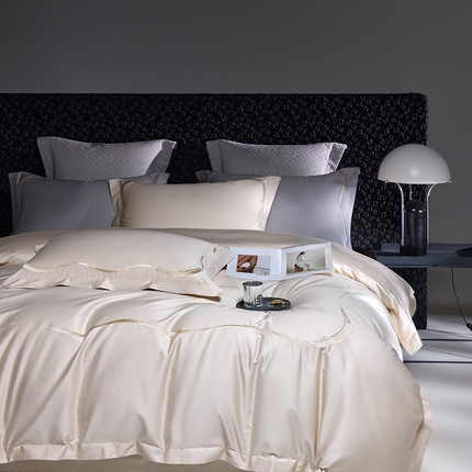 91家纺网 家纺一手货源 找家纺 时亿家居 2024新款100支长绒棉刺绣款四件套-比利时 比利时 高级白