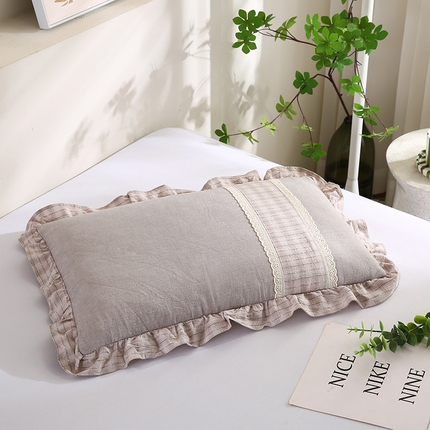 91家纺网 家纺一手货源 找家纺 （总）蔻眠 2024新款韩式荷叶边全棉荞麦枕芯护颈椎枕头