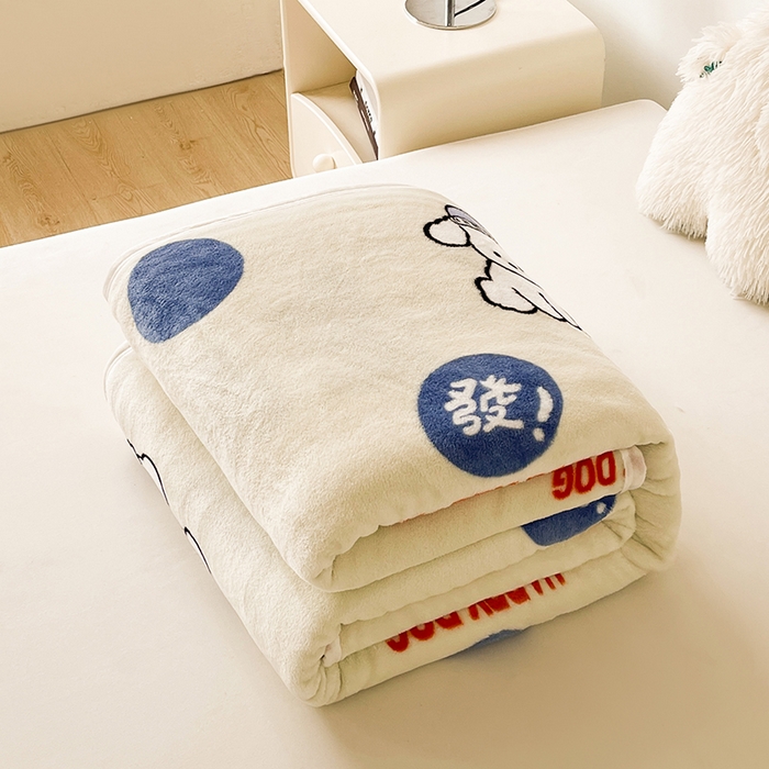 91家纺网 家纺一手货源 找家纺 千荨 2024新款多功能牛奶绒毛毯 旺财