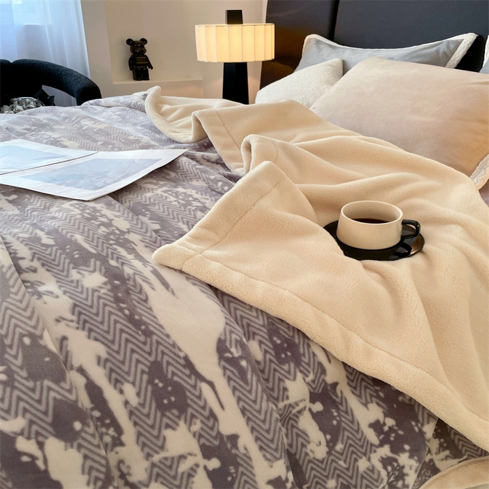 91家纺网 家纺一手货源 找家纺 凯轩毛毛毯毯子网销专供 2024新款雪绒棉四季毛毯毯子盖毛毯毯子毛毯毯子子 迷彩-灰