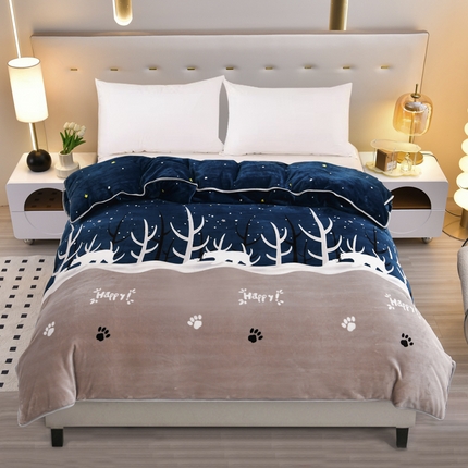 绒品荟家纺 2025新款加厚牛奶绒单被套金貂绒法莱绒冬季法兰绒高克重被罩 北极熊