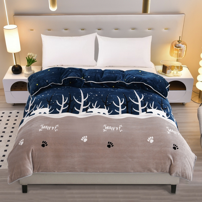 91家纺网 家纺一手货源 找家纺 绒品荟家纺 2025新款加厚牛奶绒单被套金貂绒法莱绒冬季法兰绒高克重被罩 北极熊