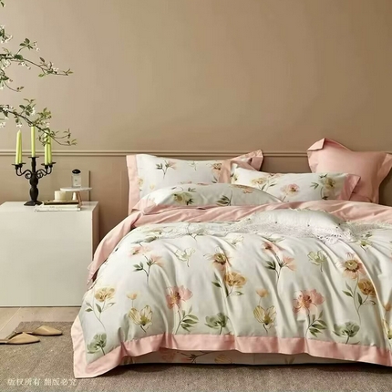 91家纺网 家纺一手货源 找家纺 （总2）未来家居 2024新款优帝100支贡缎长绒棉四件套