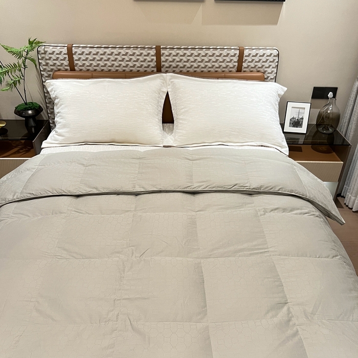 91家纺网 家纺一手货源 找家纺 静若居 2024新款方格提花双层羽绒被壳爆款推荐羽绒被壳厂家直销 西西里灰色1