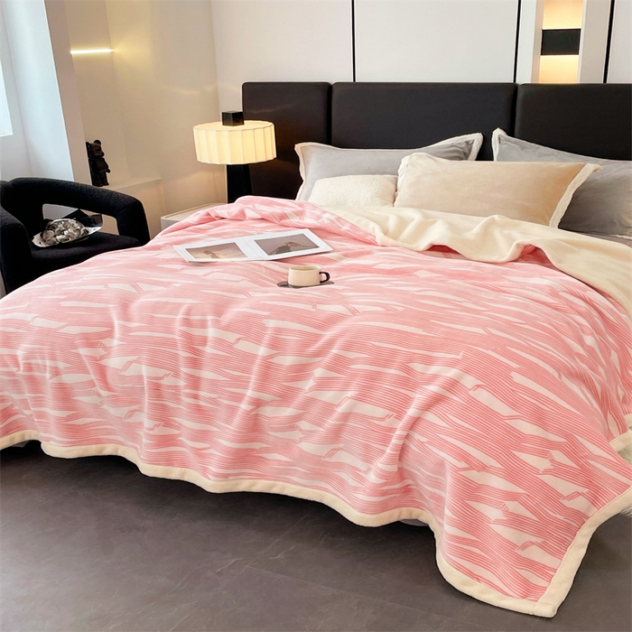 91家纺网 家纺一手货源 找家纺 凯轩毛毛毯毯子网销专供 2024新款雪绒棉四季毛毯毯子盖毛毯毯子毛毯毯子子 简约-粉