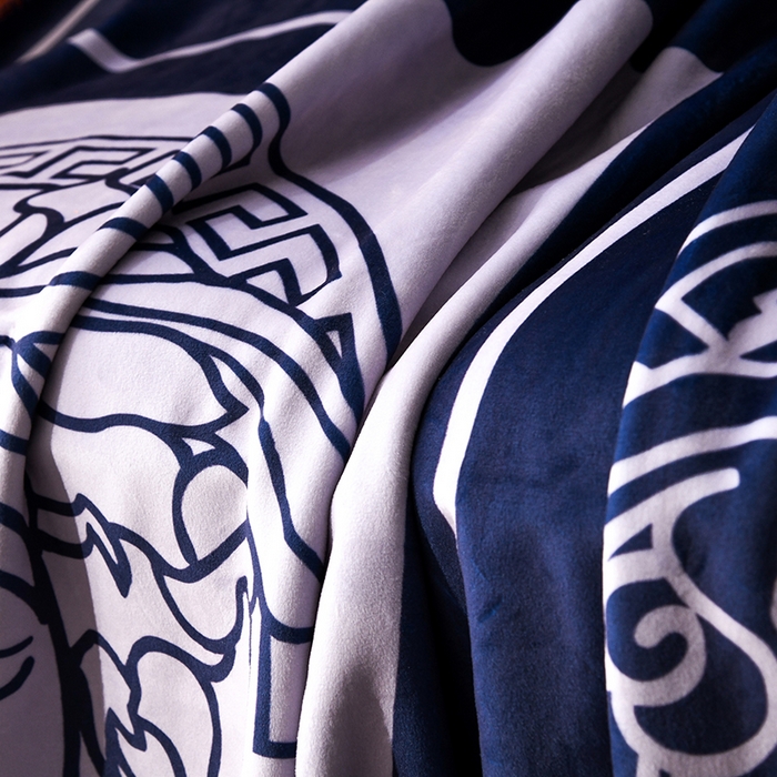 91家纺网 家纺一手货源 找家纺 爵仕 2024高档锦狐绒毛毯复合毯奢华复古绒毯爱马风格 四范