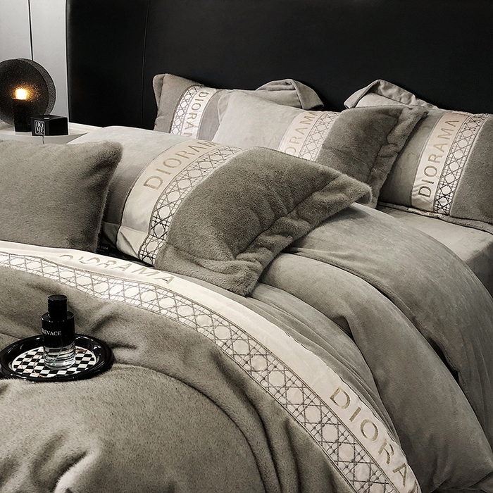 91家纺网 家纺一手货源 找家纺 安莱生活 2024新款弧貂绒皮草四件套 弗兰迪