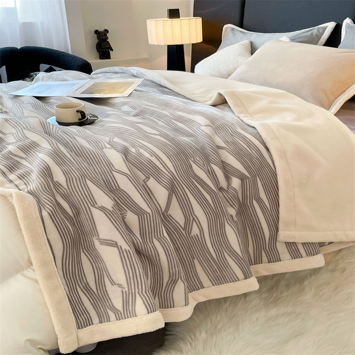 91家纺网 家纺一手货源 找家纺 凯轩毛毛毯毯子网销专供 2024新款雪绒棉四季毛毯毯子盖毛毯毯子毛毯毯子子 简约-灰