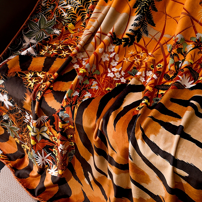 91家纺网 家纺一手货源 找家纺 爵仕 2024高档锦狐绒毛毯复合毯奢华复古绒毯爱马风格 虎