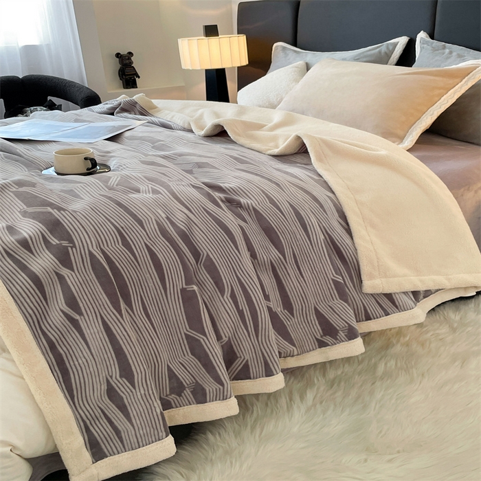 91家纺网 家纺一手货源 找家纺 凯轩毛毛毯毯子网销专供 2024新款雪绒棉四季毛毯毯子盖毛毯毯子毛毯毯子子 简约-绅士灰