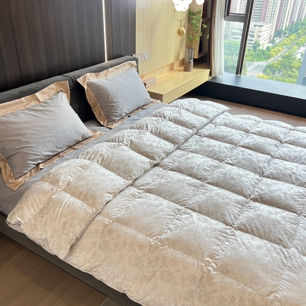 静若居 2024新款高精密真丝提花羽绒被壳婚庆款羽绒被壳厂家 岩石灰2