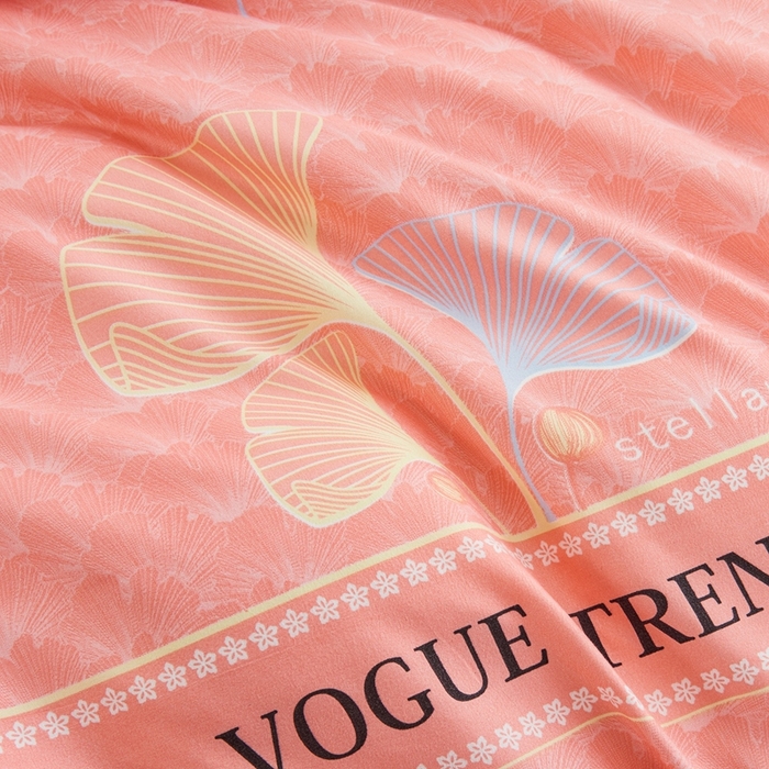 91家纺网 家纺一手货源 找家纺 鑫缘2025直播爆款印花植物羊绒加厚磨毛四件套1.2米学生三件套枫叶情-粉