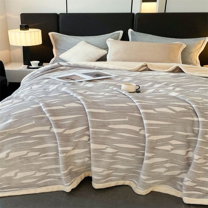 91家纺网 家纺一手货源 找家纺 凯轩毛毛毯毯子网销专供 2024新款雪绒棉四季毛毯毯子盖毛毯毯子毛毯毯子子 简约-灰