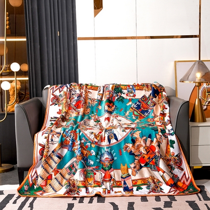 91家纺网 家纺一手货源 找家纺 （总）爵仕 2024高档锦狐绒 毛毯复合毯奢华复古绒毯爱马风格