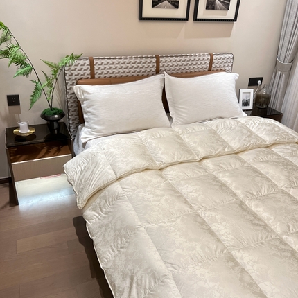 静若居 2024新款高精密真丝提花羽绒被壳婚庆款羽绒被壳厂家 米白色2