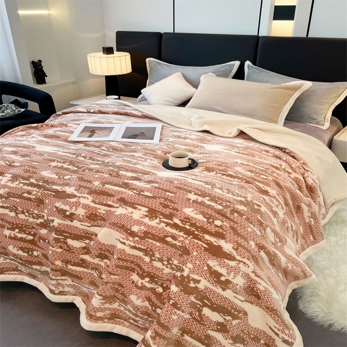 91家纺网 家纺一手货源 找家纺 凯轩毛毛毯毯子网销专供 2024新款雪绒棉四季毛毯毯子盖毛毯毯子毛毯毯子子 迷彩-咖