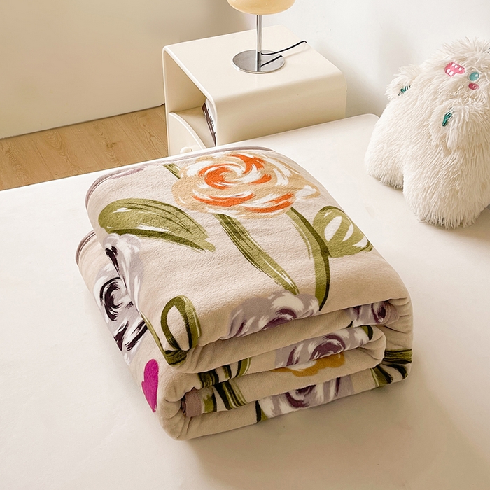 91家纺网 家纺一手货源 找家纺 千荨 2024新款多功能牛奶绒毛毯 百花齐放