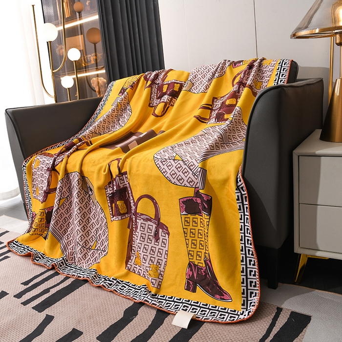 91家纺网 家纺一手货源 找家纺 爵仕 2024高档锦狐绒毛毯复合毯奢华复古绒毯爱马风格 FF