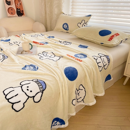 千荨 2024新款多功能牛奶绒毛毯 旺财