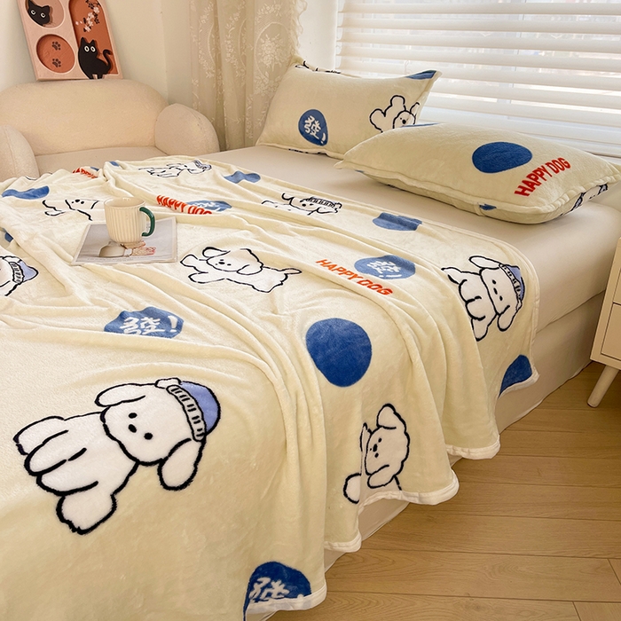 91家纺网 家纺一手货源 找家纺 千荨 2024新款多功能牛奶绒毛毯 旺财