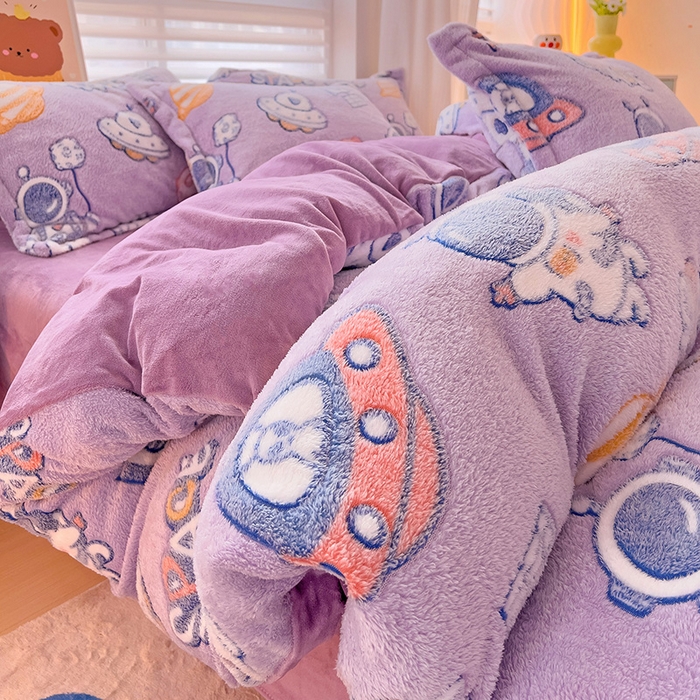 91家纺网 家纺一手货源 找家纺 2024新款加厚雪花绒印花单件被套-风格二（提供卖家秀 ） 星际穿越