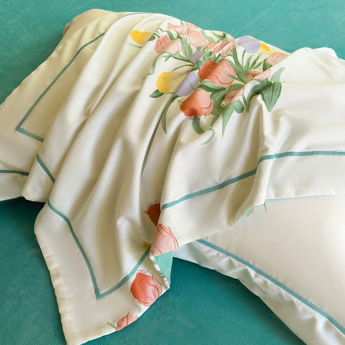 91家纺网 家纺一手货源 找家纺 2025新款A纯棉B牛奶绒四件套13376全棉加绒一字绣宽边轻奢套件-夹棉款 幽韵飘香