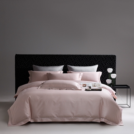 91家纺网 家纺一手货源 找家纺 榻尚家居 2024新款纯棉贡缎镂空提花四件套-悦色 悦色-豆沙粉