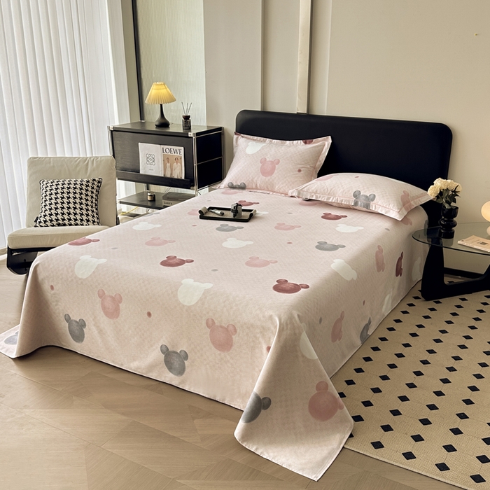 91家纺网 家纺一手货源 找家纺 大柏树 2025新款A类全棉磨毛印花单床单 妙妙屋粉