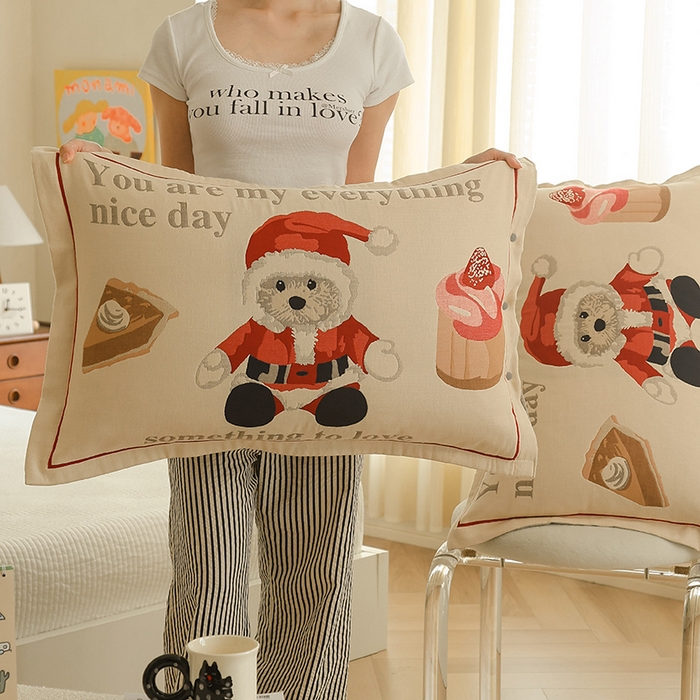 91家纺网 家纺一手货源 找家纺 2024新款全棉四层纱布枕套一对装纽扣款枕套 礼物熊