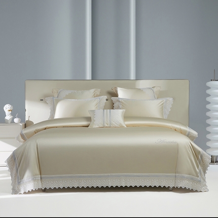 91家纺网 家纺一手货源 找家纺 （总）2024新款高端蕾丝重磅真丝棉系列四件套-德鲁斯