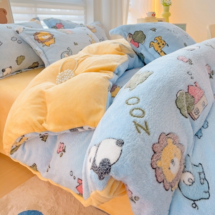 91家纺网 家纺一手货源 找家纺 （总）2024新款加厚雪花绒印花四件套-风格二（提供卖家秀）