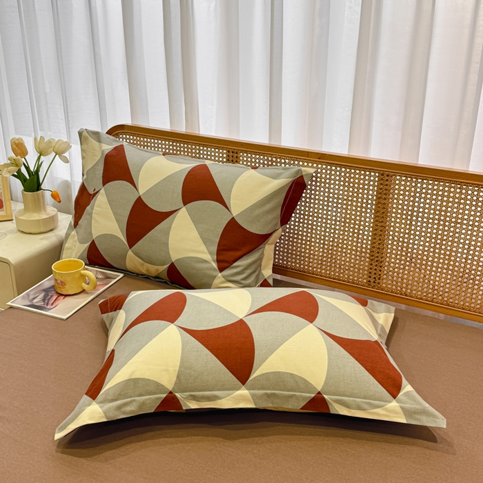 91家纺网 家纺一手货源 找家纺 丝芙妮家居（原乐视家纺） 2024新款全棉磨毛多规格AB版单品套件系列（第二波）--单枕套 洛可-橙