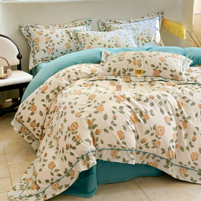 91家纺网 家纺一手货源 找家纺 2025新款A纯棉B牛奶绒四件套13376全棉加绒一字绣宽边轻奢套件-夹棉款 静初