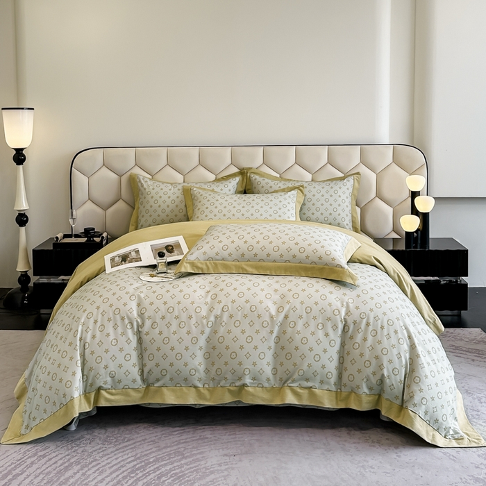 91家纺网 家纺一手货源 找家纺 雲归梦 2024新款全棉纯棉轻奢加厚磨毛拼角工艺四件套 维也纳 -奶油黄