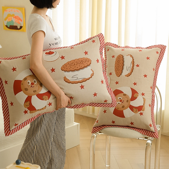 91家纺网 家纺一手货源 找家纺 2024新款全棉四层纱布枕套一对装纽扣款枕套 星星可可