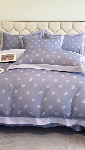 91家纺网 家纺一手货源 找家纺 雲归梦 2024新款全棉纯棉轻奢加厚磨毛拼角工艺四件套 苏缦-烟波灰