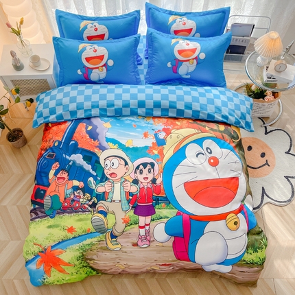 宝薇 2024新款卡通款加厚斜纹磨毛大版四件套 （新花型不断更新中）哆啦历险记