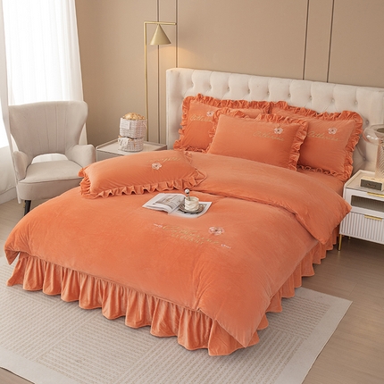 91家纺网 家纺一手货源 找家纺 （总）好漂靓家纺 2025新款韩版刺绣高克重婴儿绒床裙款美公主四件套