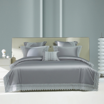 91家纺网 家纺一手货源 找家纺 （总）2024新款高端蕾丝重磅真丝棉系列四件套-德鲁斯