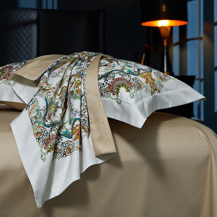 91家纺网 家纺一手货源 找家纺 2024新款100s长绒棉数码印花大版定位四件套 露茜