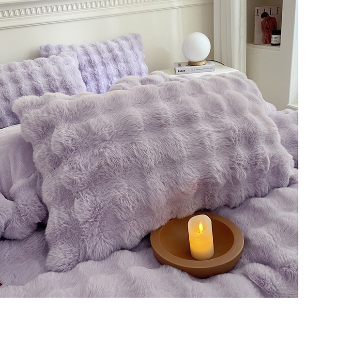 91家纺网 家纺一手货源 找家纺 畅畅家纺 2024新款AB版冬季纯色七彩兔兔绒兔毛绒牛奶绒四件套 魅力紫