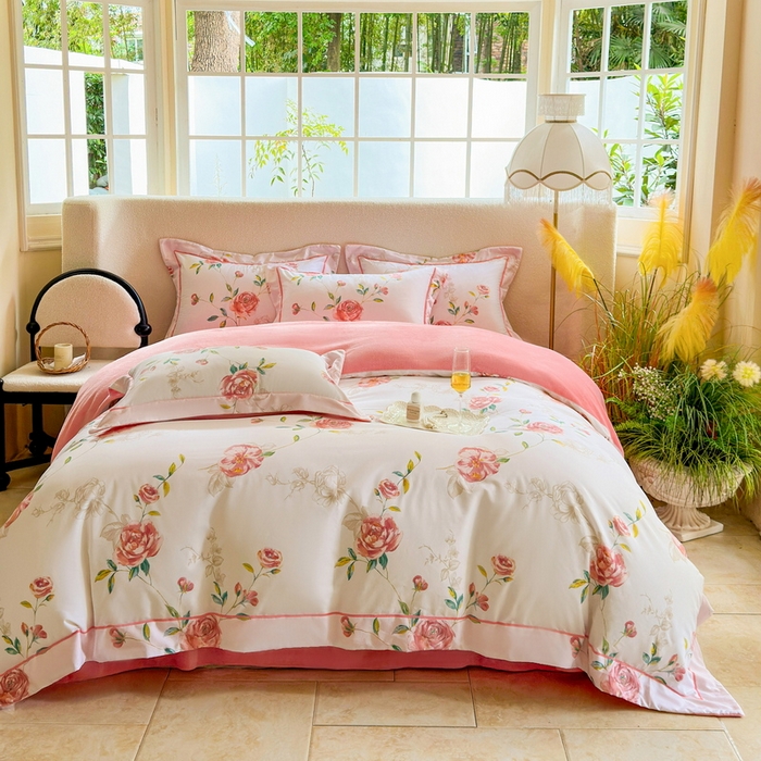 91家纺网 家纺一手货源 找家纺 2025新款A纯棉B牛奶绒四件套13376全棉加绒一字绣宽边轻奢套件-夹棉款 依梦