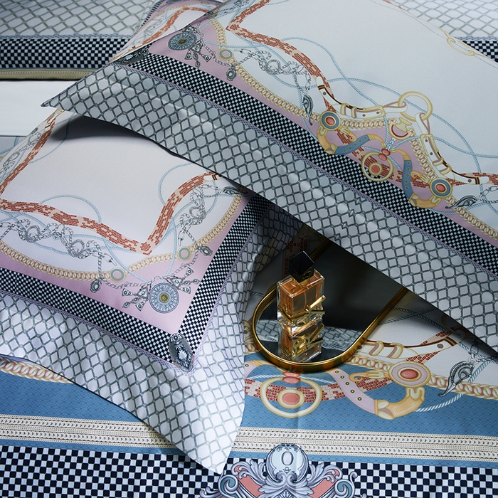 91家纺网 家纺一手货源 找家纺 2024新款100s长绒棉数码印花大版定位四件套 安琪