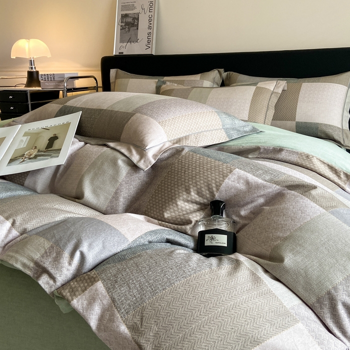 91家纺网 家纺一手货源 找家纺 大柏树 2025新款A类全棉磨毛印花四件套 布莱克