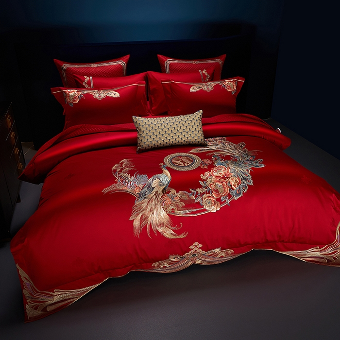 91家纺网 家纺一手货源 找家纺 （总）2024新款刺绣长绒棉婚庆重磅新品多件套-前程似锦