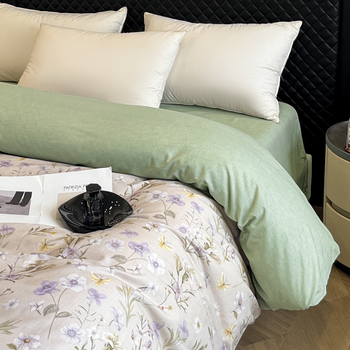 91家纺网 家纺一手货源 找家纺 大柏树 2025新款A类全棉磨毛印花单被套 暗香灰