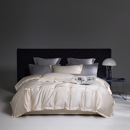 91家纺网 家纺一手货源 找家纺 （总）榻尚家居 2024新品贡缎长绒棉刺绣四件套-桦纱