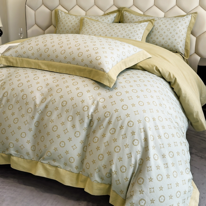 91家纺网 家纺一手货源 找家纺 雲归梦 2024新款全棉纯棉轻奢加厚磨毛拼角工艺四件套 维也纳 -奶油黄