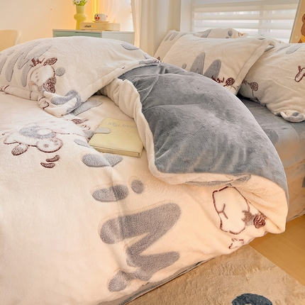 2024新款加厚雪花绒印花单件被套-风格二（提供卖家秀 ） 米菲